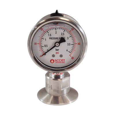 1.5" TC sanitary pressure gauge, 0-58 PSI